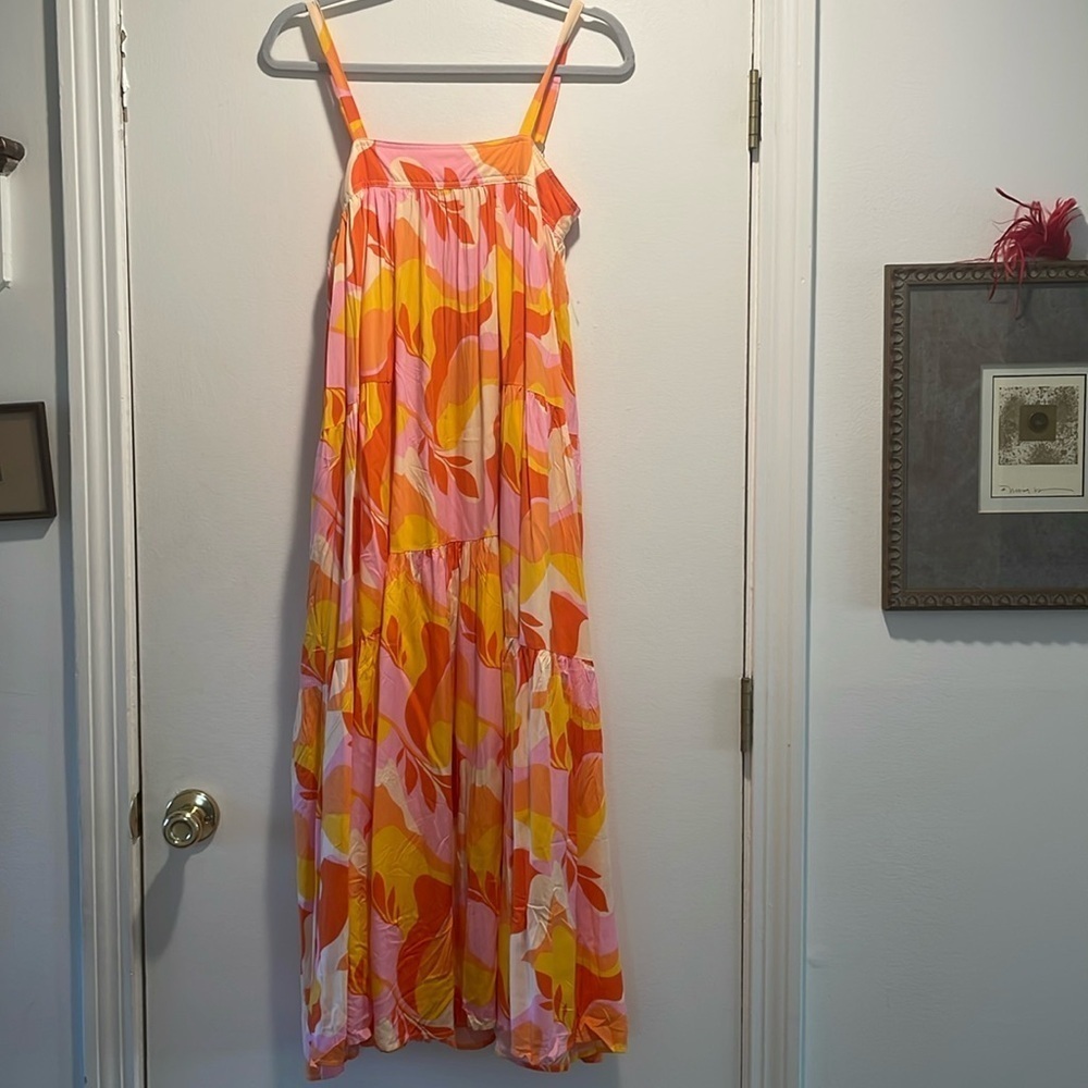 Abel The Lab Orange Pink Boho Maxi Dress Size XS NWT